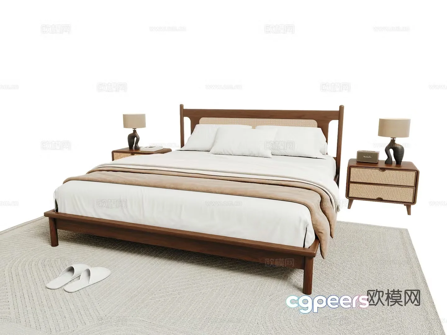 Medieval style double bed 3d model