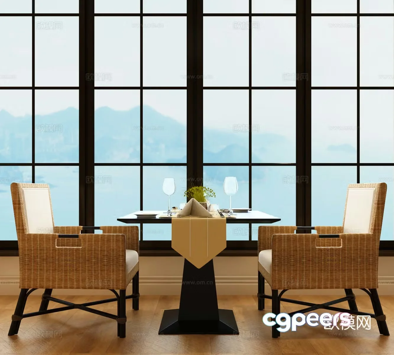 Modern rattan chair 3d model
