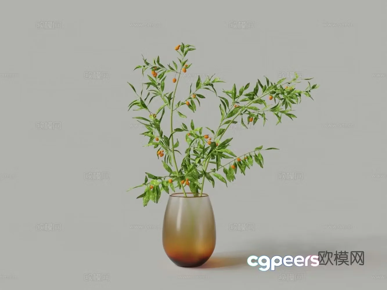 Modern gradient glass vase fig vase flowers 3d model