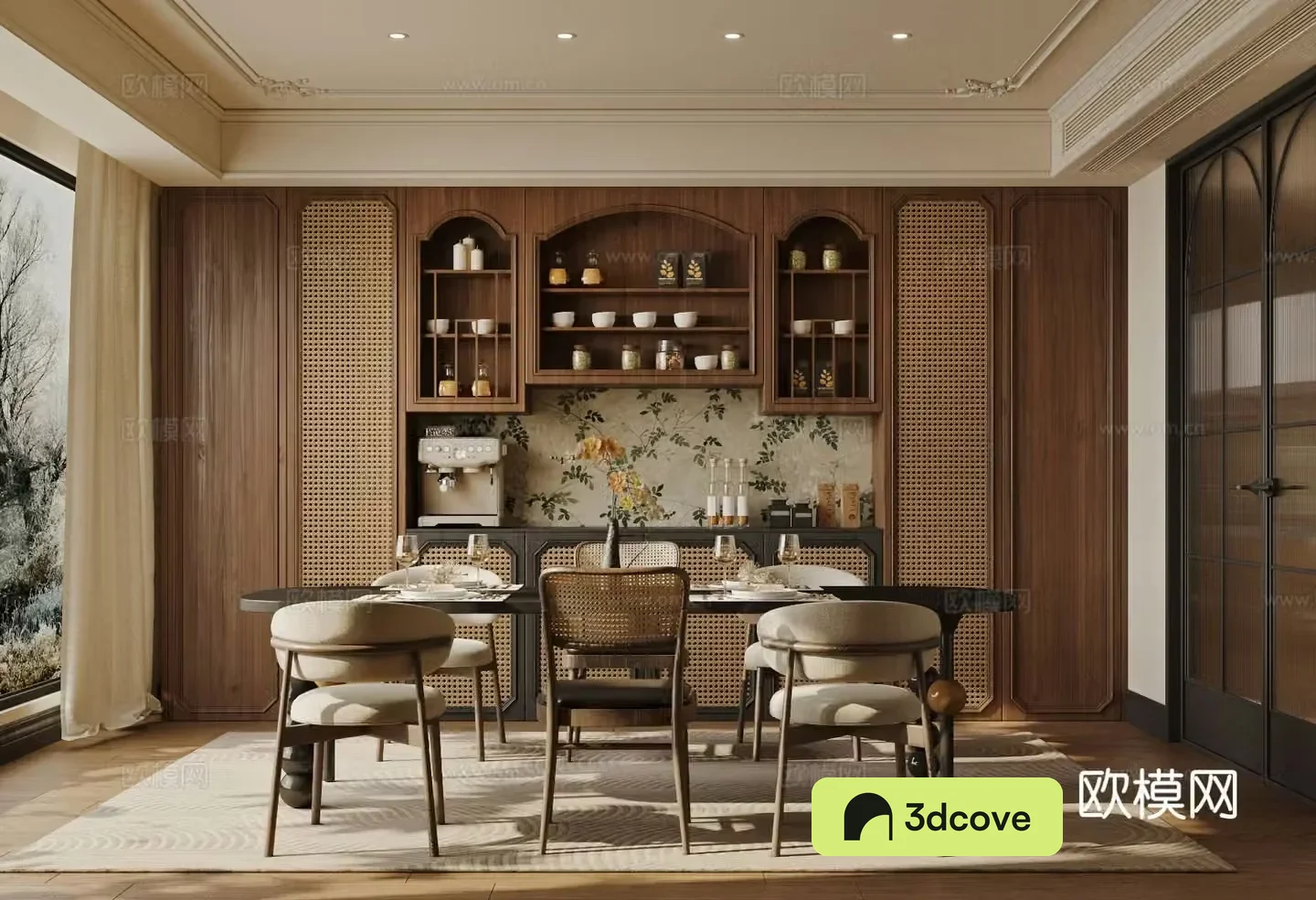 Medium French restaurant French retro restaurant Medium restaurant Sideboard Dining table and chairs Restaurant