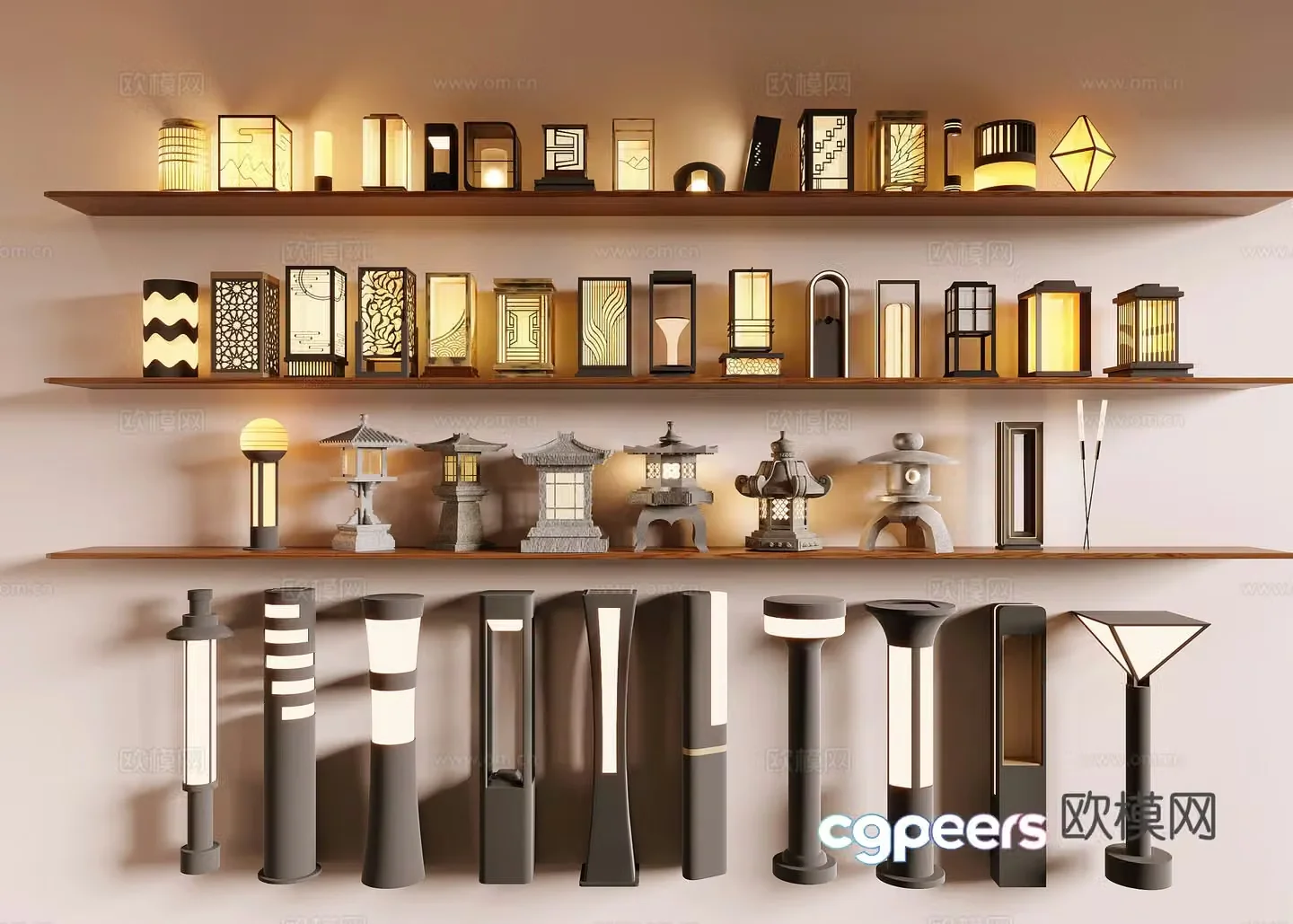 New Chinese-style stone lamp Landscape lamp Outdoor lamp 3D model