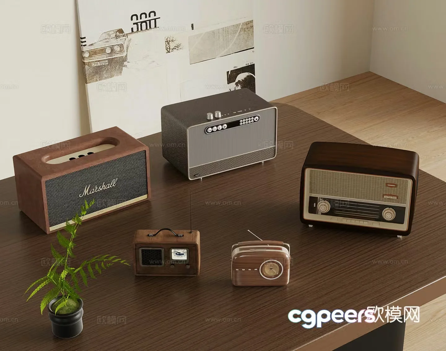Middle style audio retro audio radio 3d model