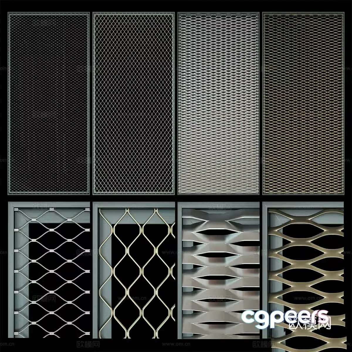 Modern metal mesh partition 3d model