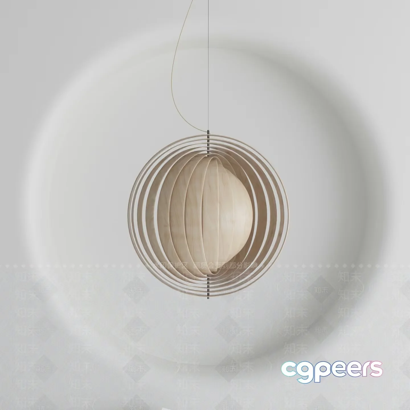 Light Wood Hanging Lamp 3D Model – 584 – VRAY Render