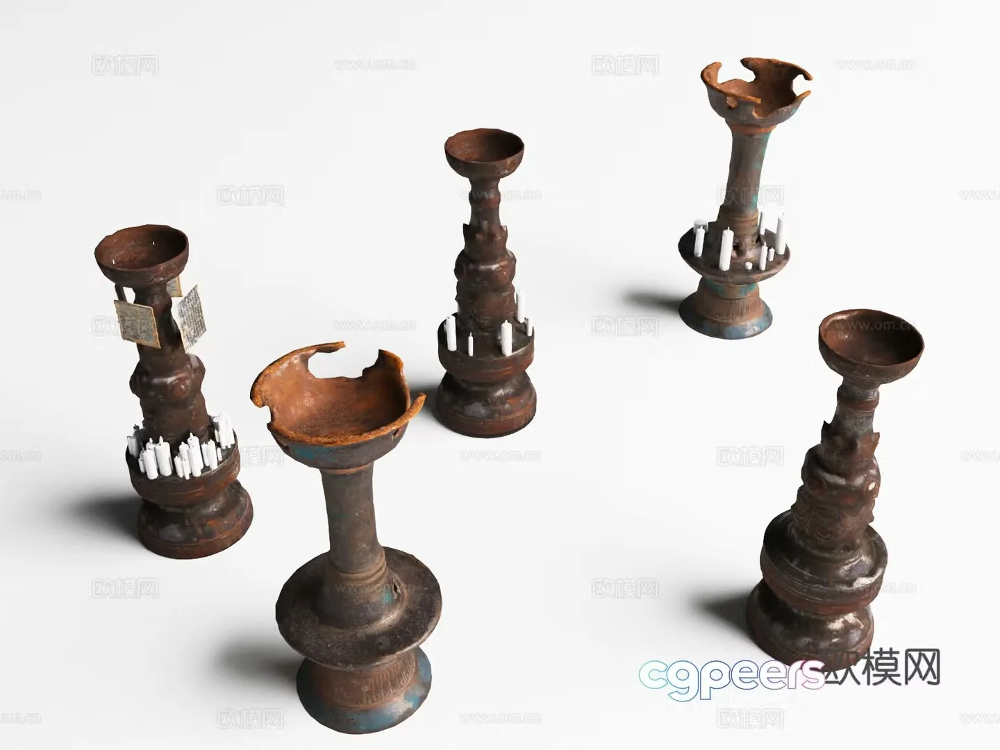 Ancient niches stone niches candle holder 3d model