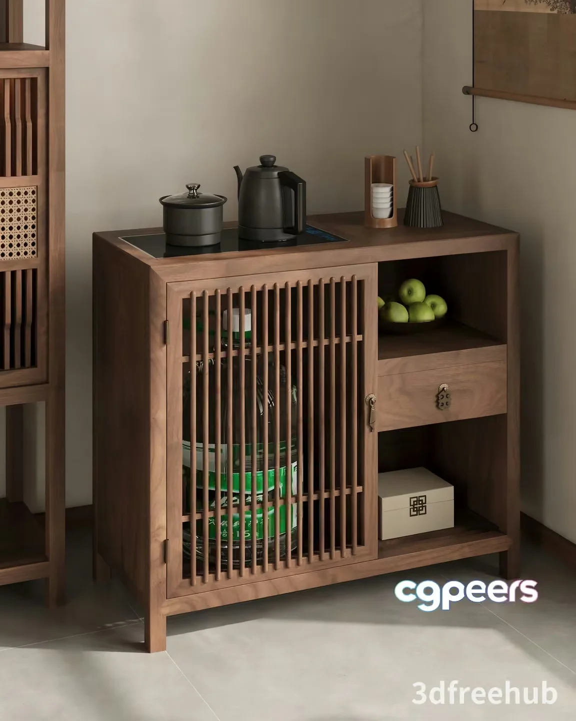 Wooden Cabinet With Drawers 3D Model – 20794 – VRAY Render