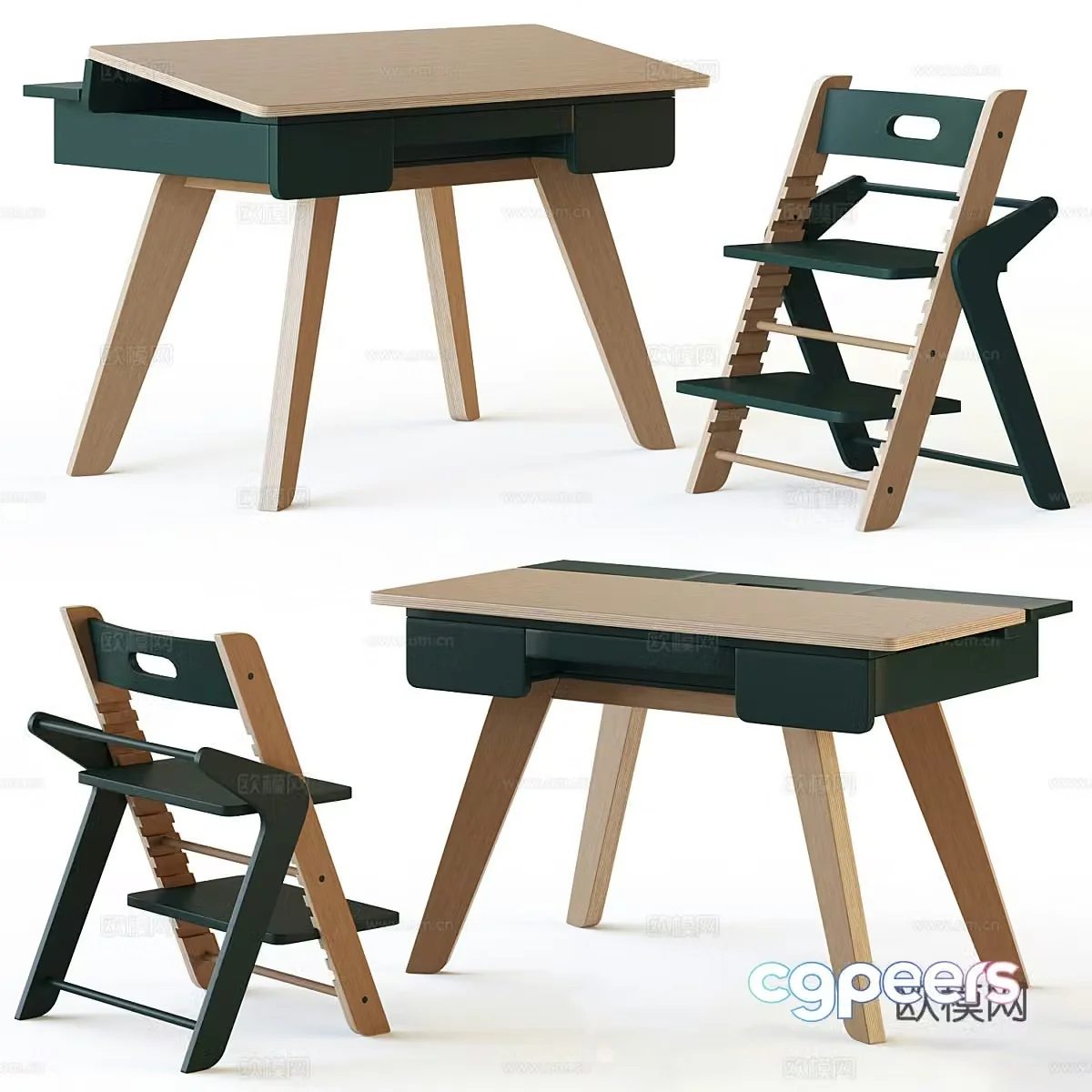 Children’s desk and chair desk desk chair 3d model