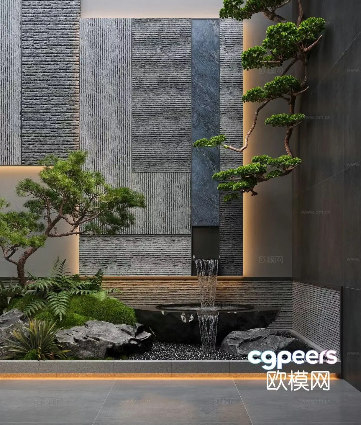 Modern water landscape indoor landscaping flowing water bowl indoor waterscape 3d model