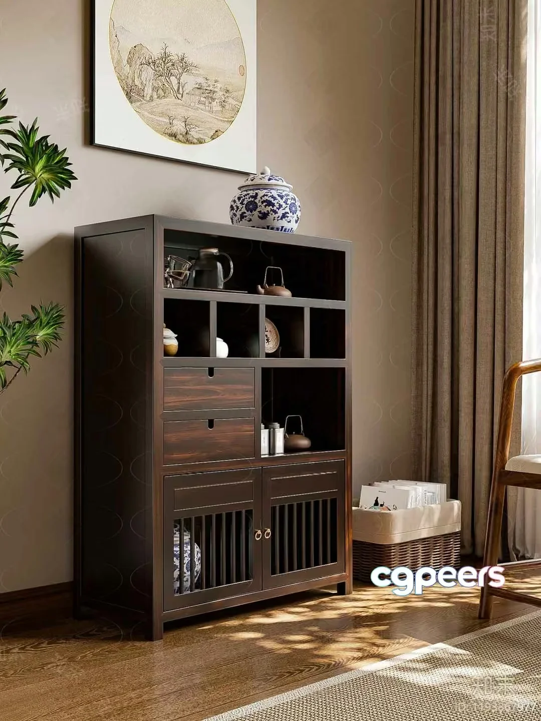 A Wooden Cabinet 3D Model – 6757 – VRAY Render