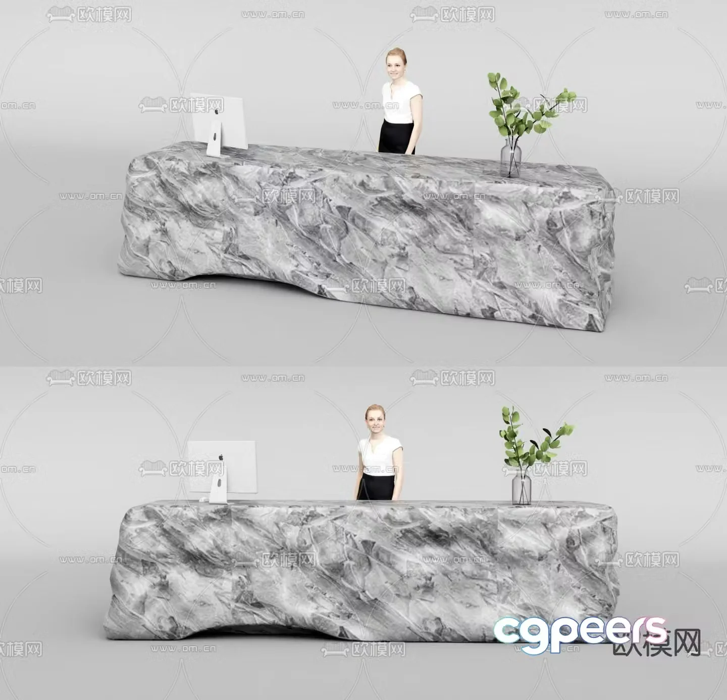 Marble front desk reception desk service desk 3d model