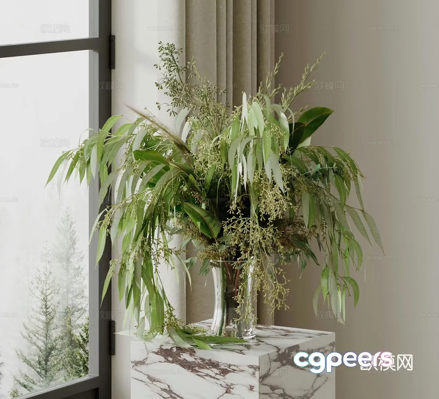 Modern floral ornament 3d model
