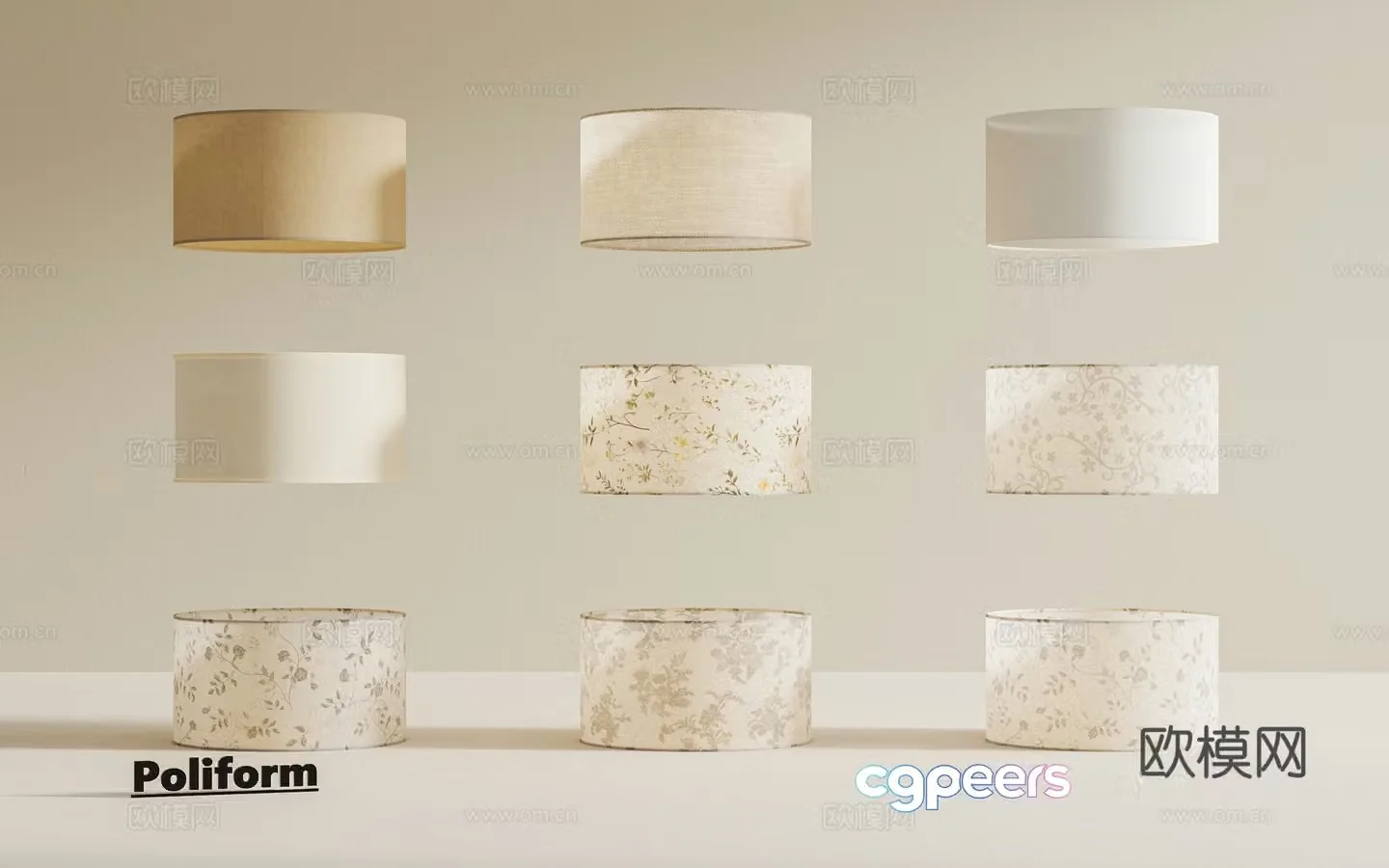 Lampshade fabric lampshade table lamp floor lamp lampshade new Chinese lampshade French retro lampshade 3D model