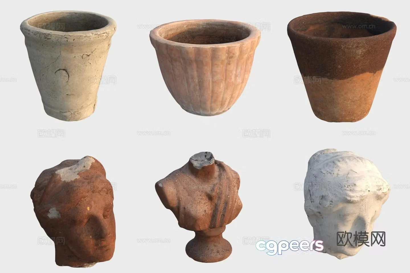 European style ancient stone sculpture clay pot pottery pottery 3D model