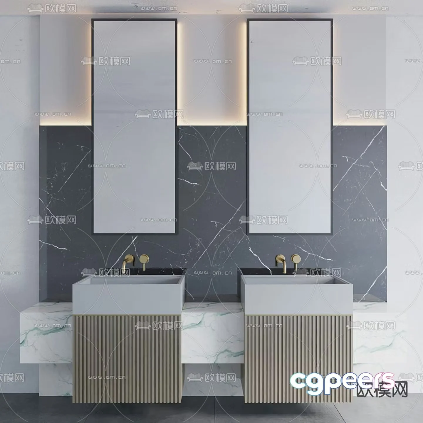 Washbasin double basin washbasin 3D model