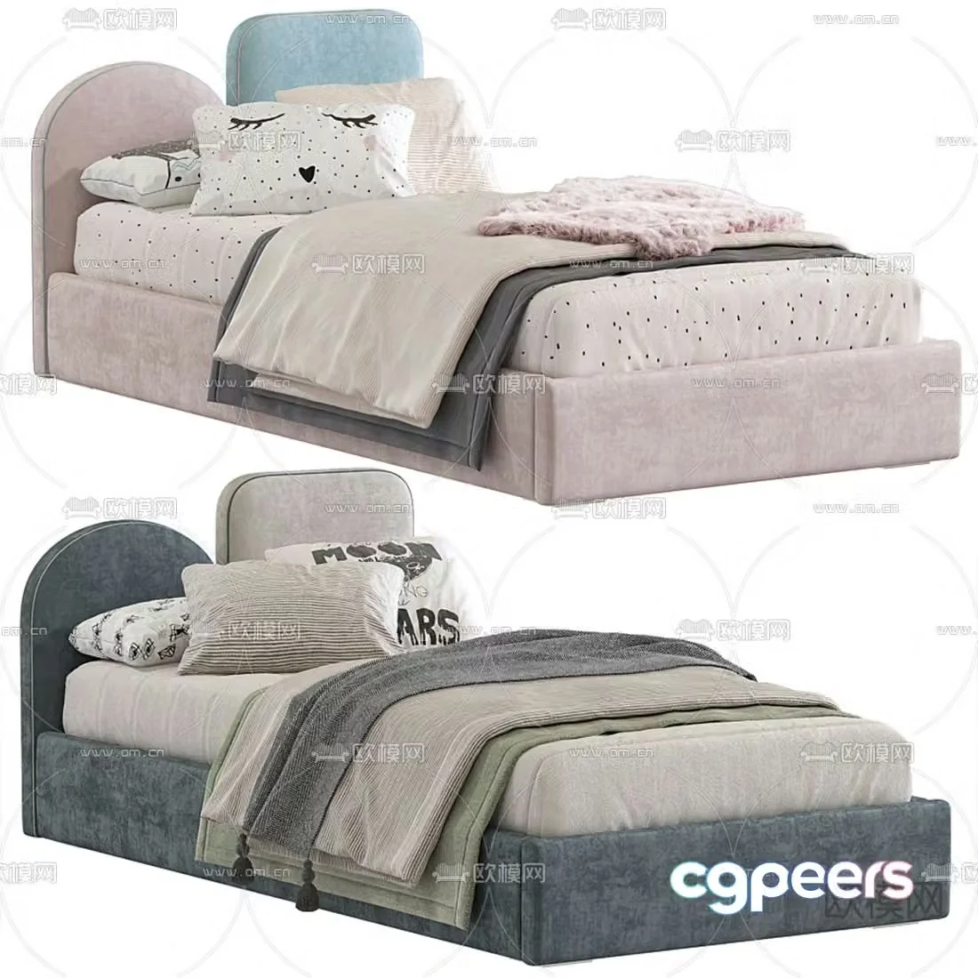 Modern children’s bed single bed 3d model