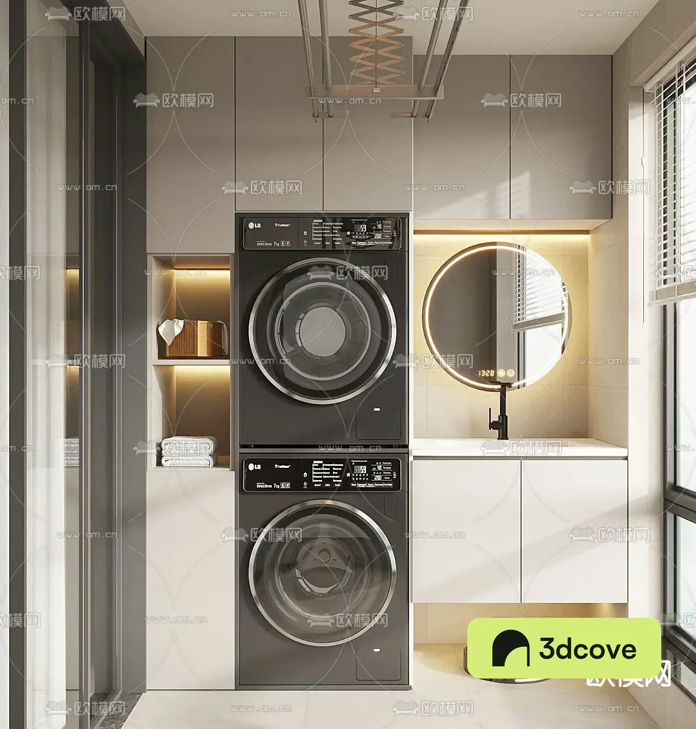 Modern balcony cabinet washing machine cabinet