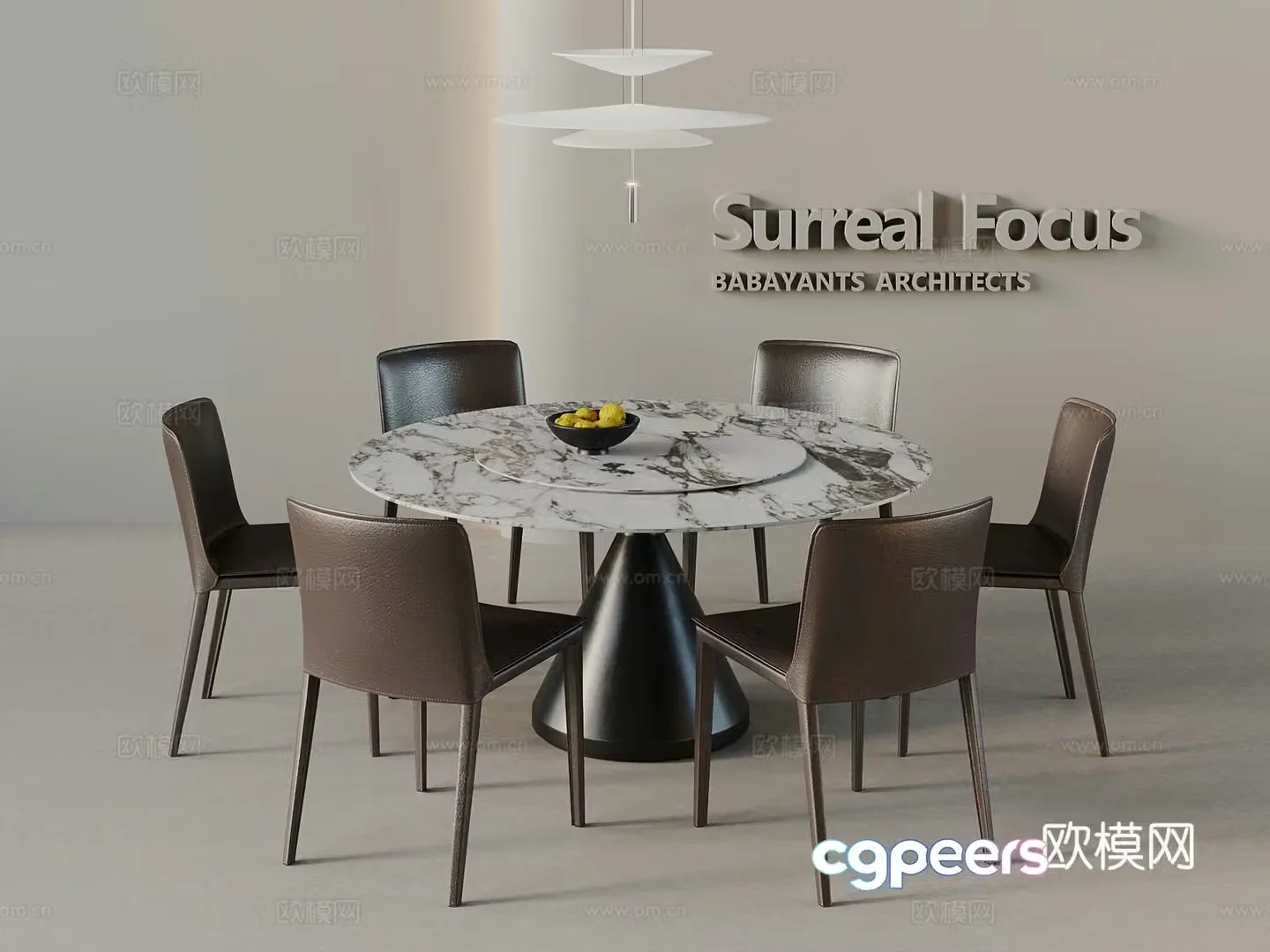 Modern dining table and chairs Round dining table and chairs 3d model