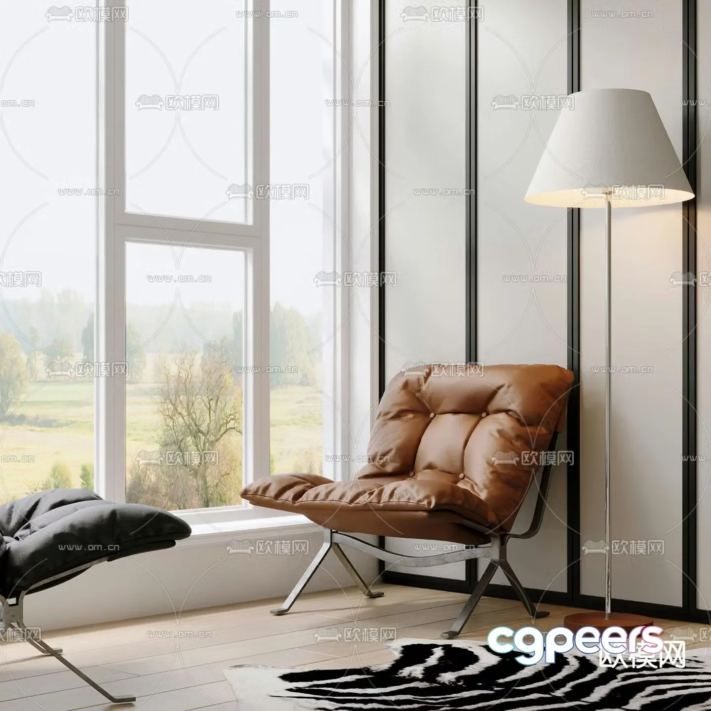 Leather chair lounge chair 3d model