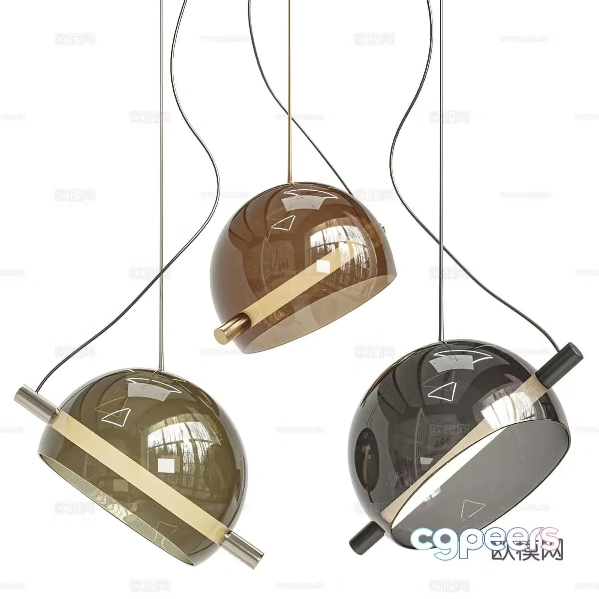 Modern light luxury minimalist decorative hanging line light 3D model