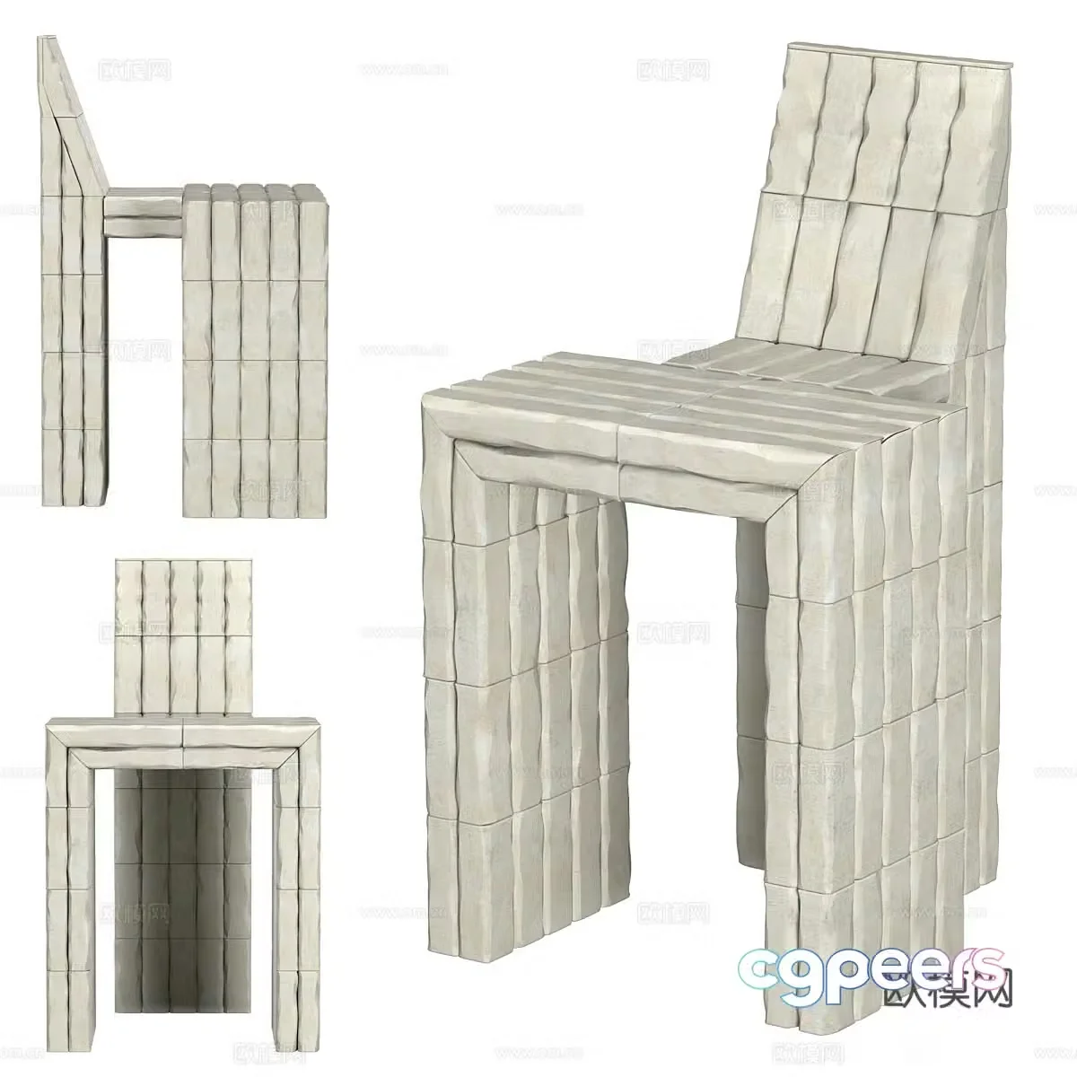 Italian stone chair dining chair 3d model