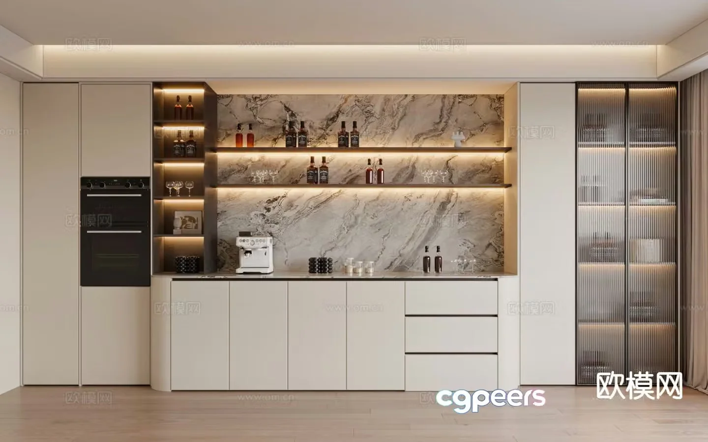 Modern wine cabinet sideboard 3d model