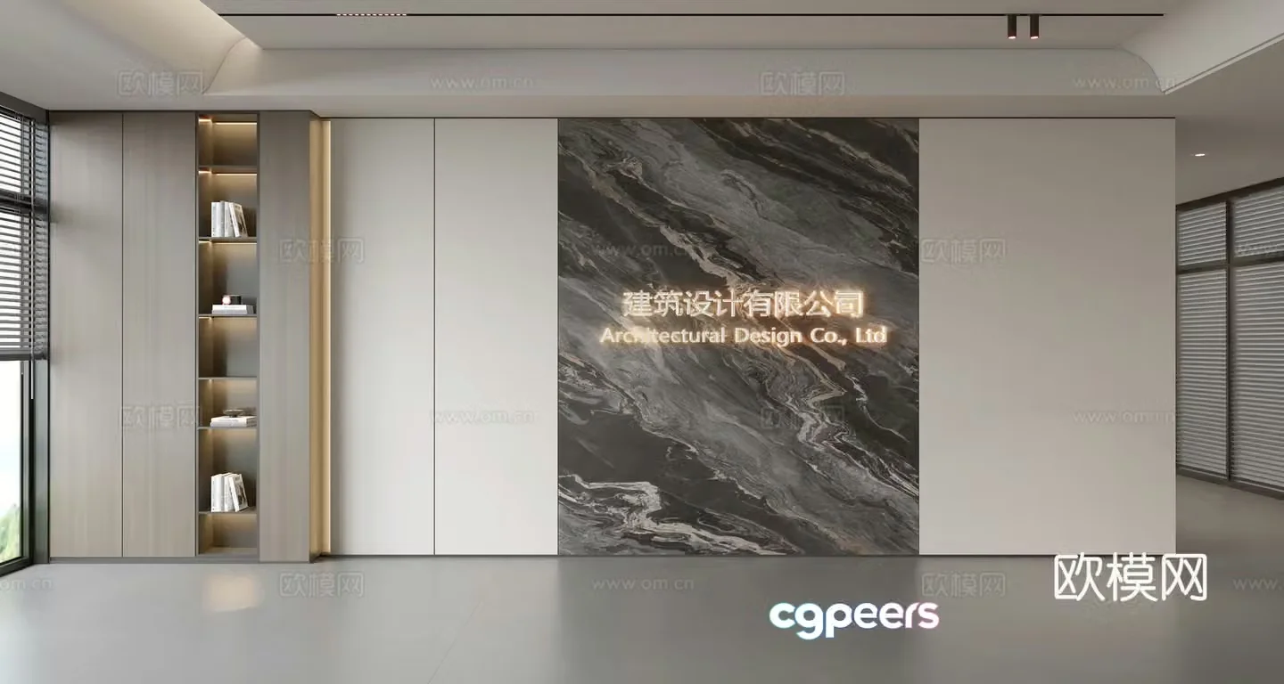 Modern front desk background wall Simple background wall Front desk reception area background wall Company front desk background wall 3d model