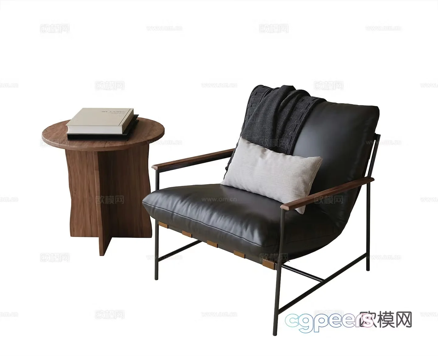 Modern casual chair Single chair Side angle 3D model