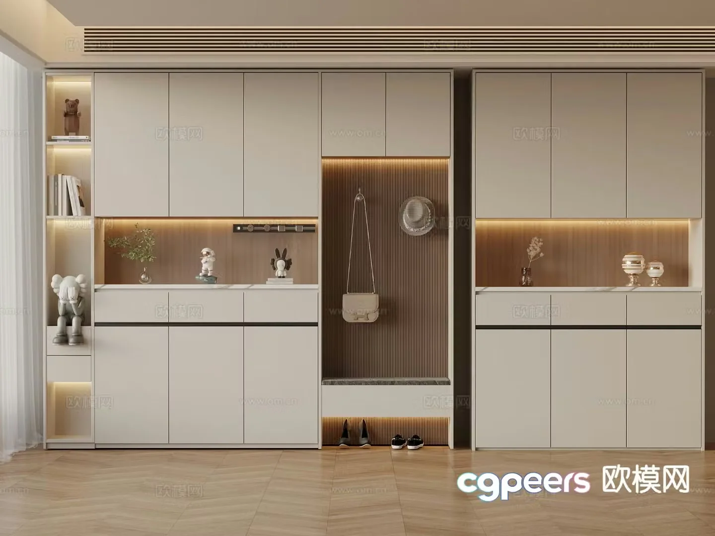 Modern entrance shoe cabinet 3d model