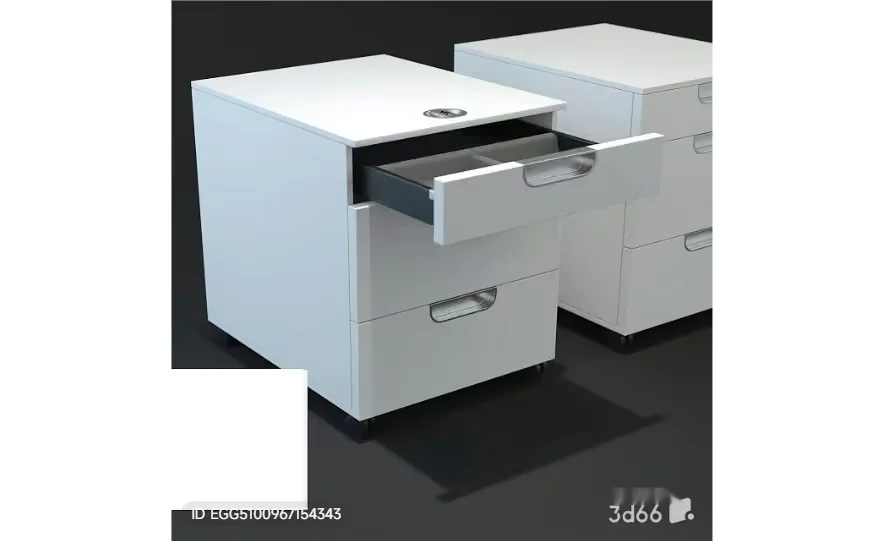 A White Desk With A Drawer 3D Model – 1884 – VRAY Render