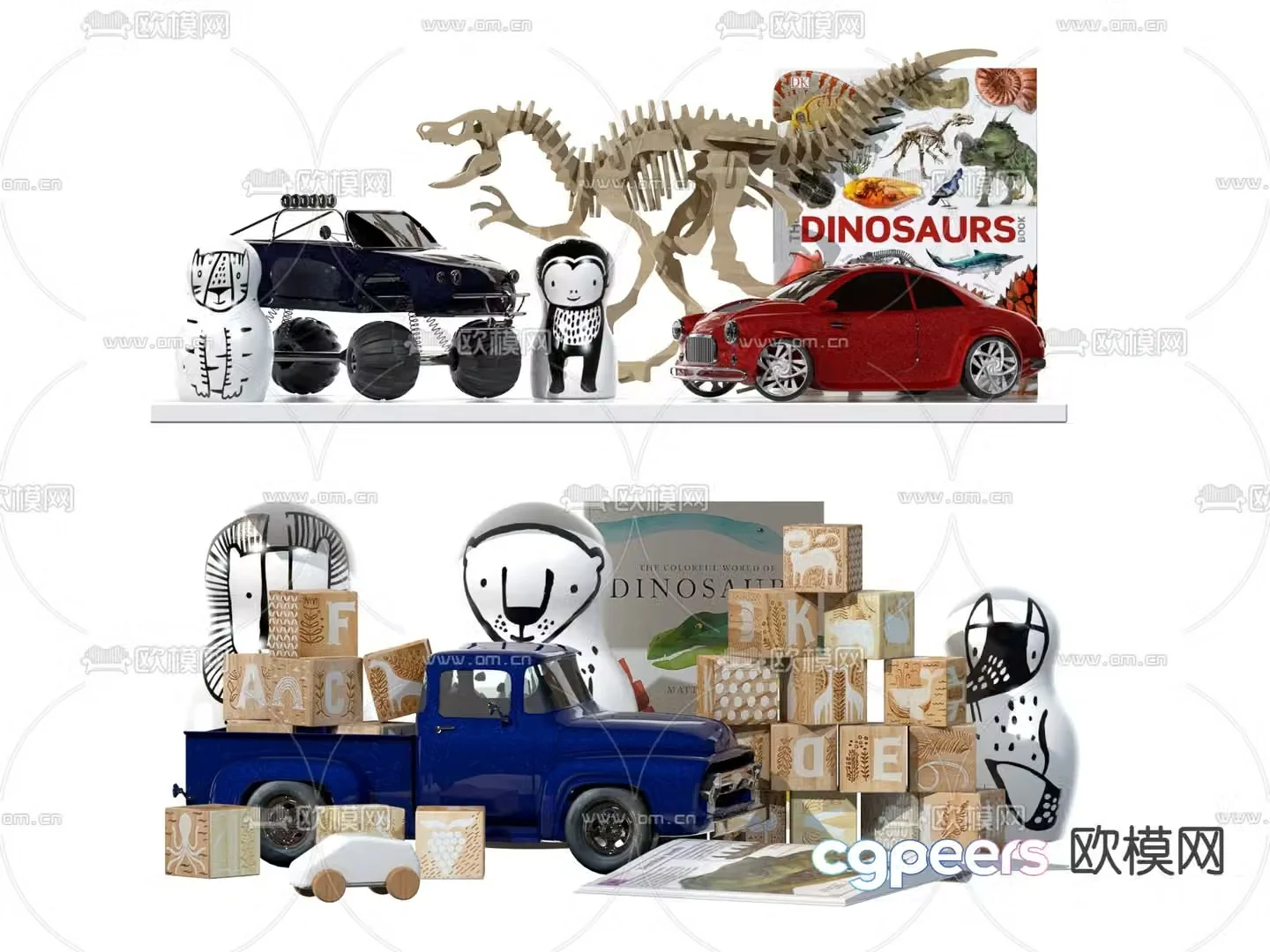 Modern children’s toy car building blocks 3d model