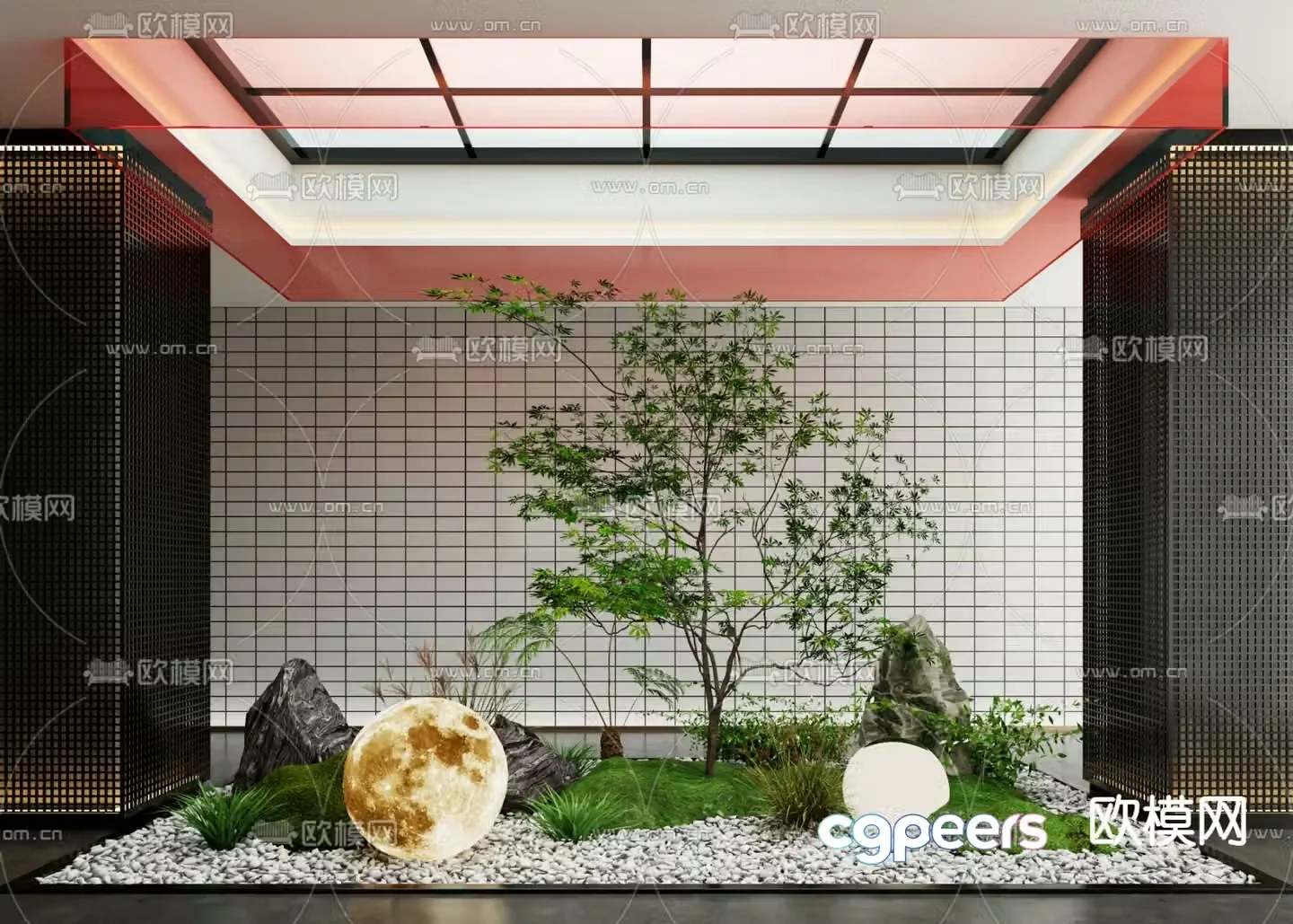 Indoor patio green plant landscaping 3D model