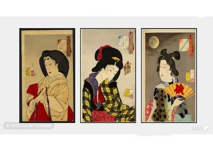 Three Japanese Women In Traditional Attire 3D Model – 3678 – VRAY Render