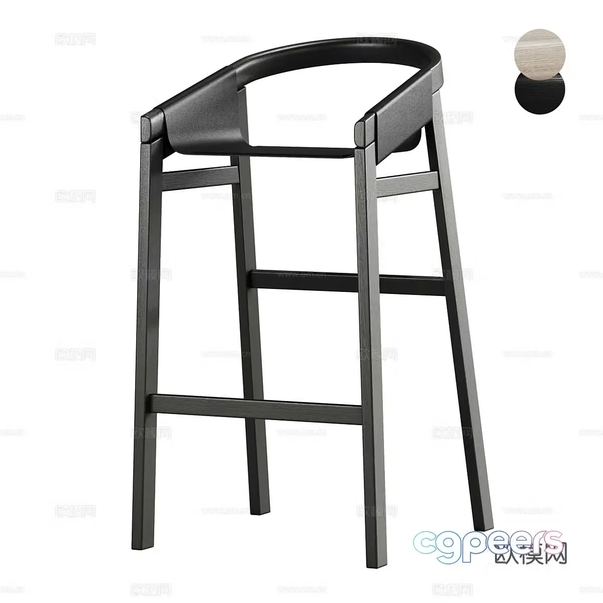 New Chinese style DARTAGNAN bar stool 3D model