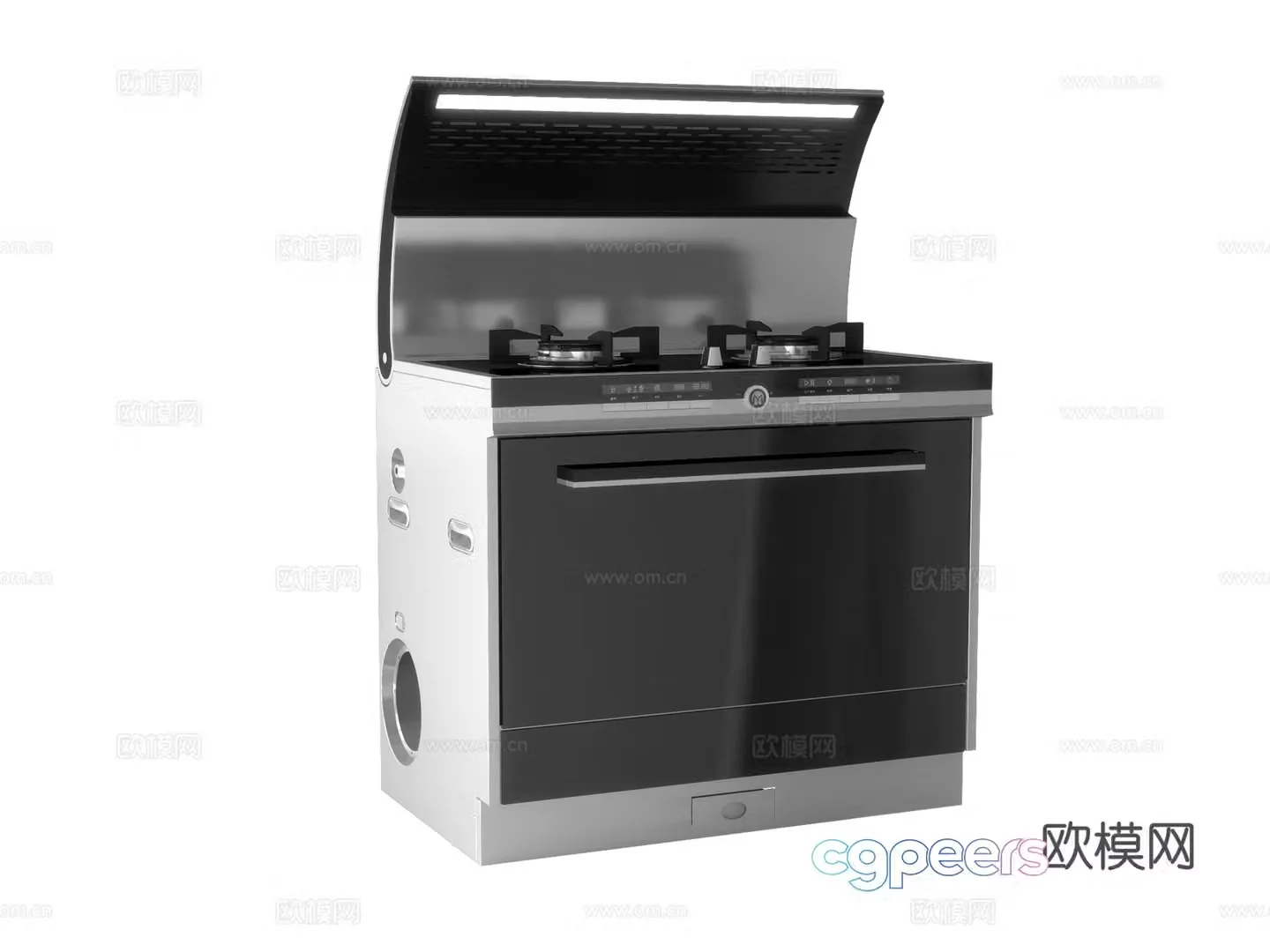 Modern integrated stove 3D model