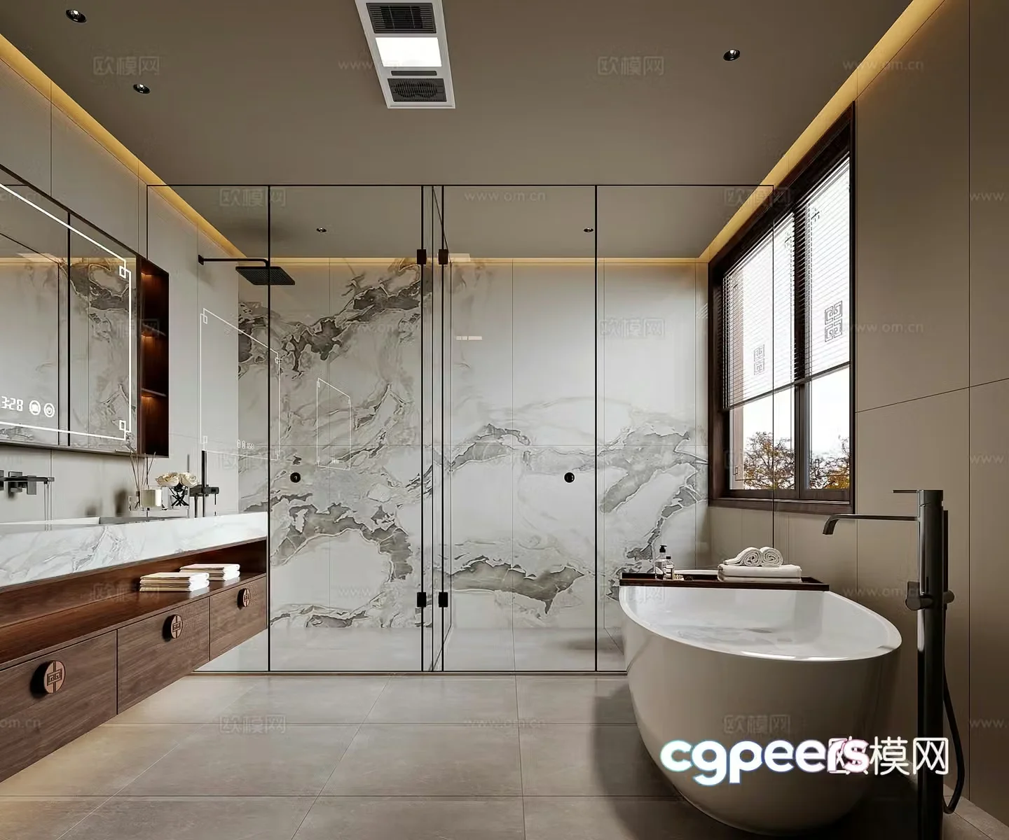 New Chinese style home bathroom 3D model