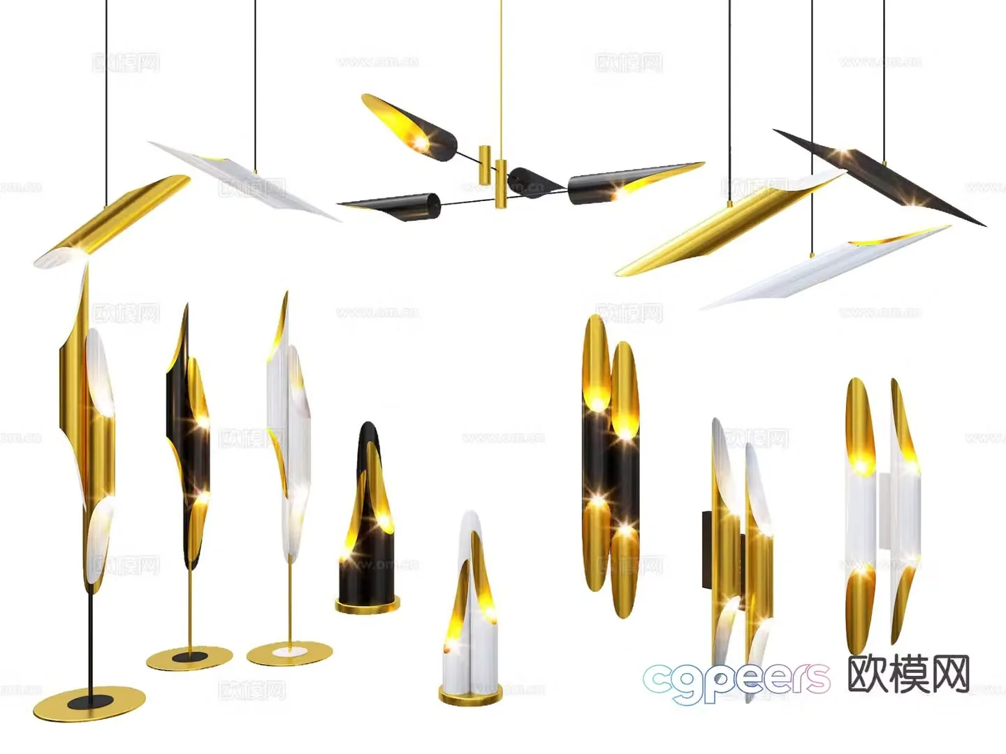 Nordic chandelier wall lamp floor lamp 3d model
