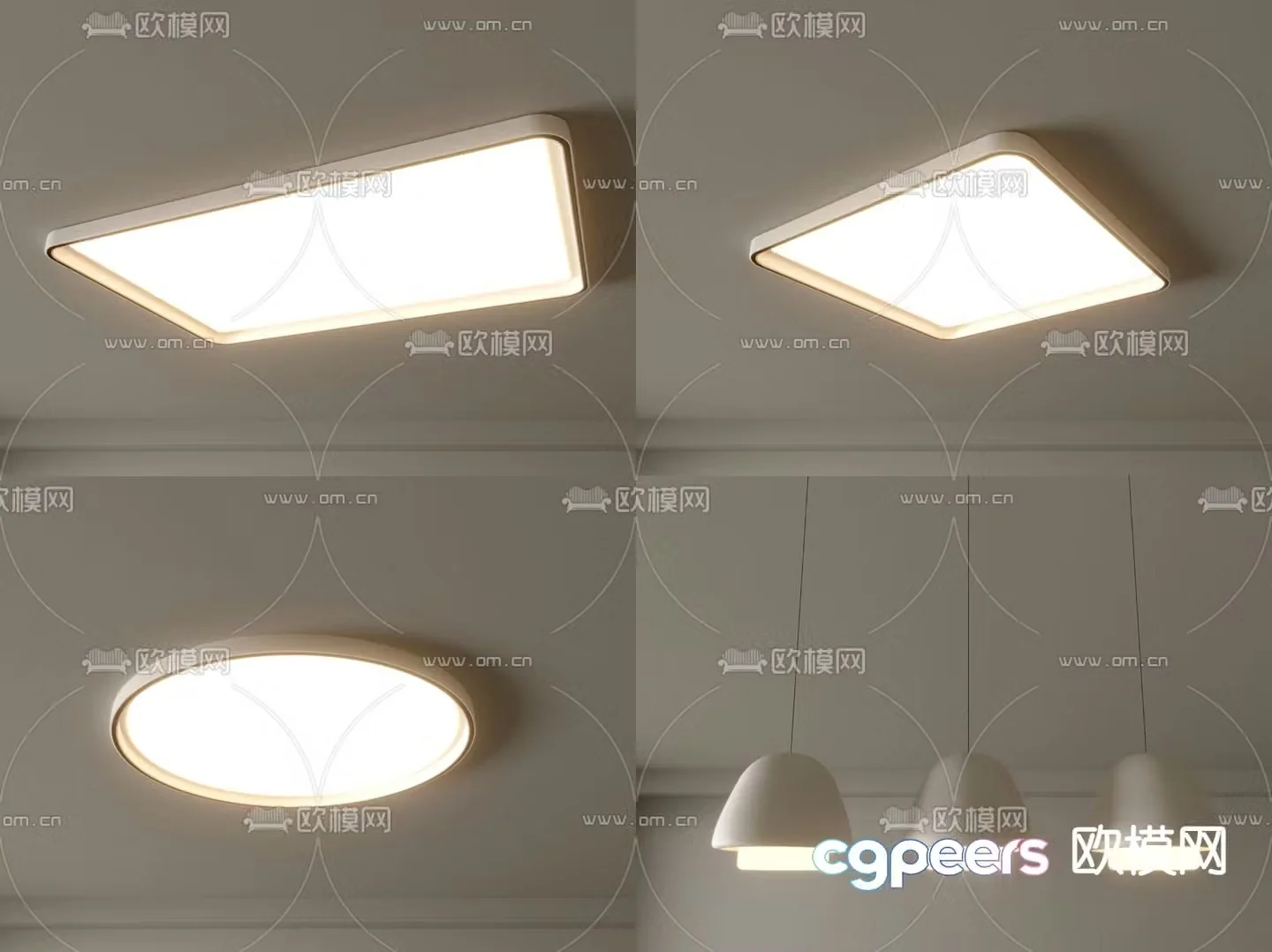 Living room light Bedroom light Ceiling light Square round 3D model