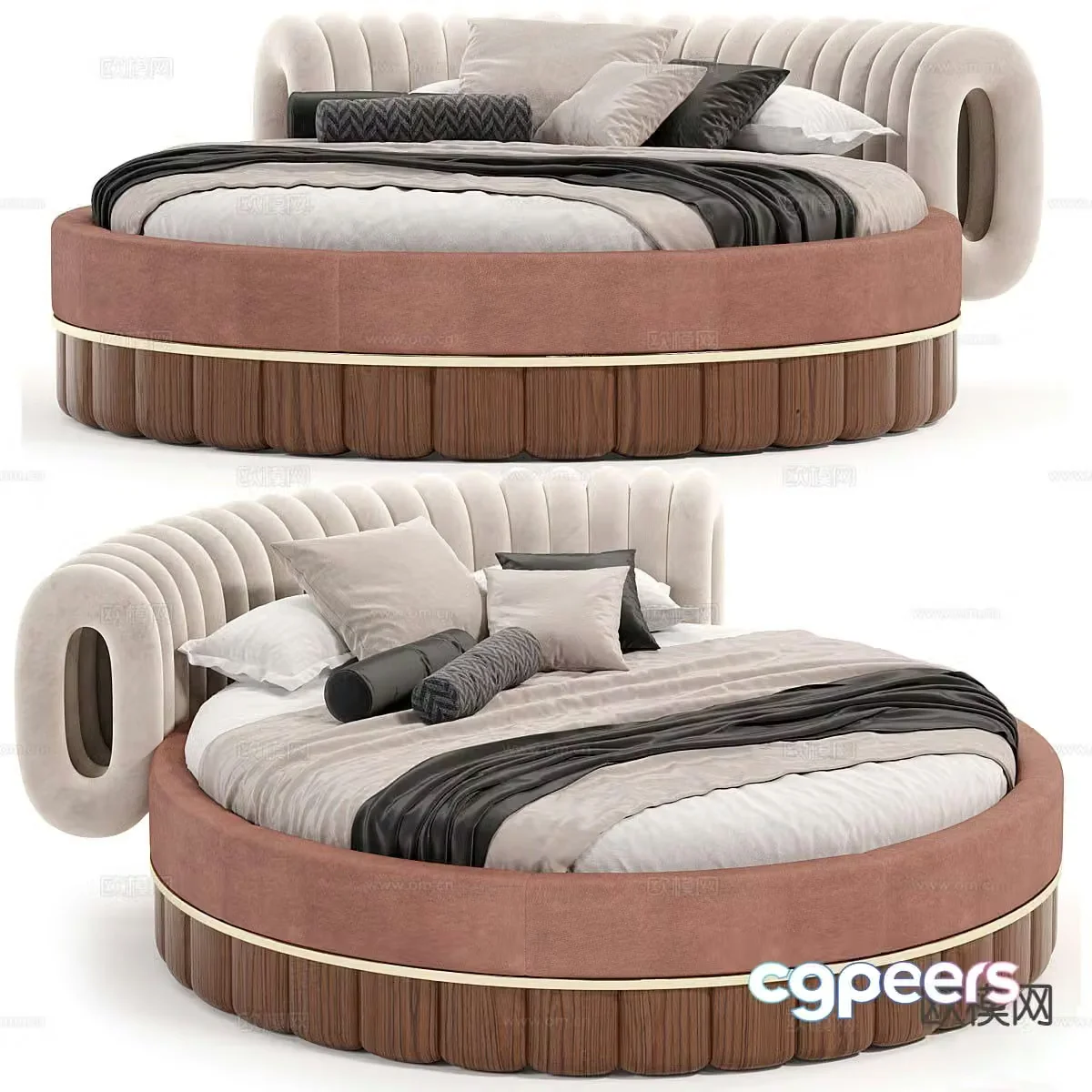 Modern round bed 3d model