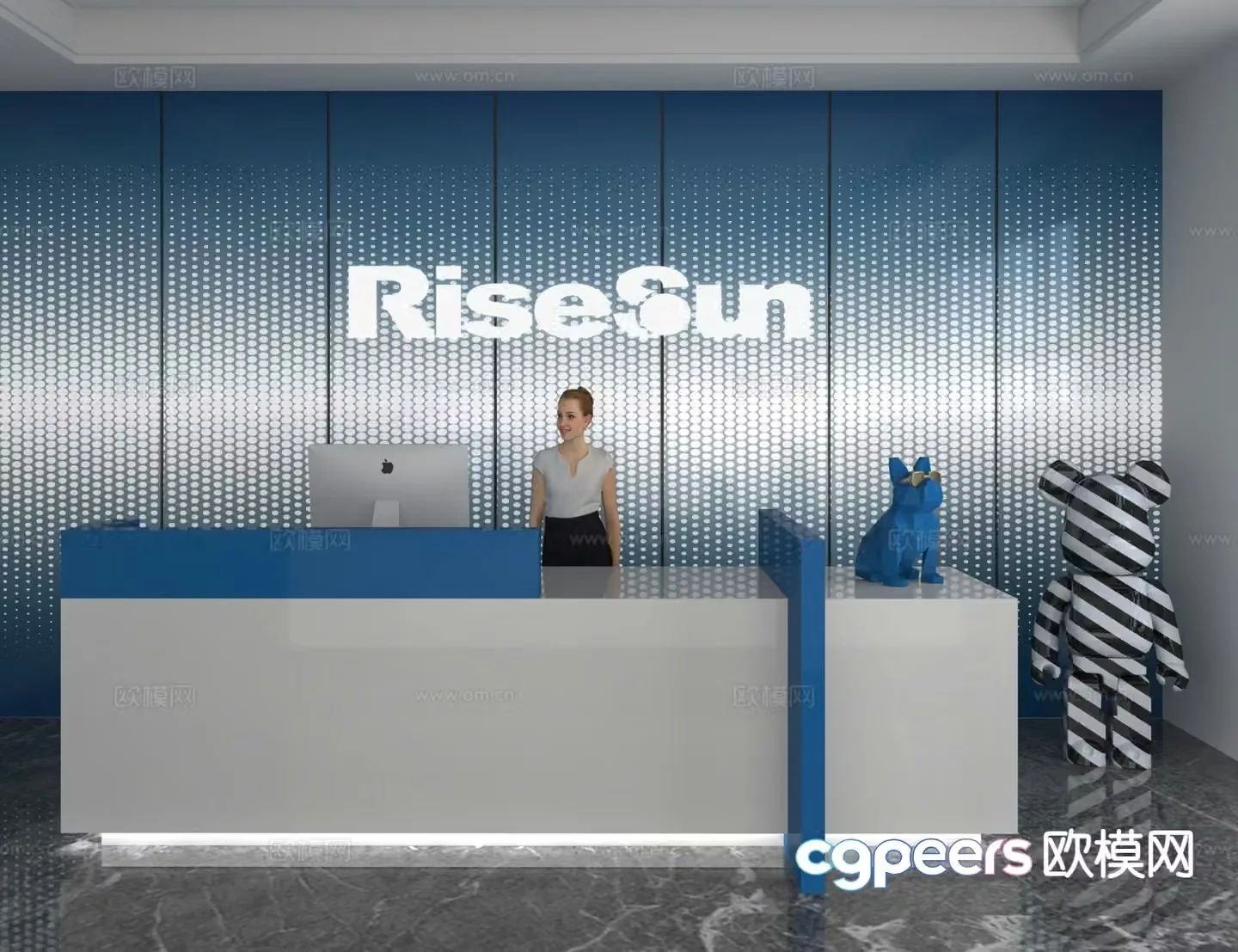 Modern front desk reception desk service desk 3d model