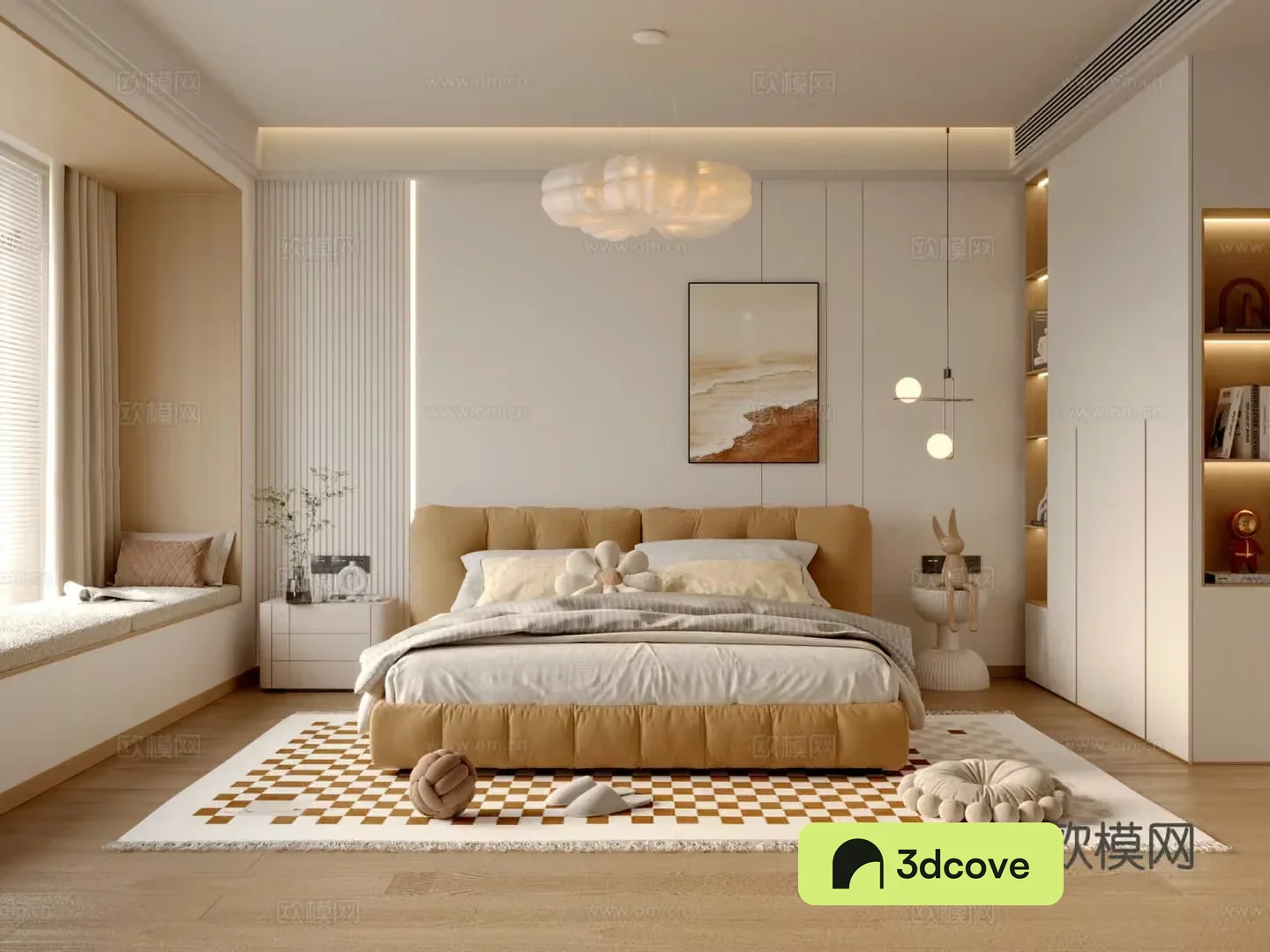 Modern creamy bedroom