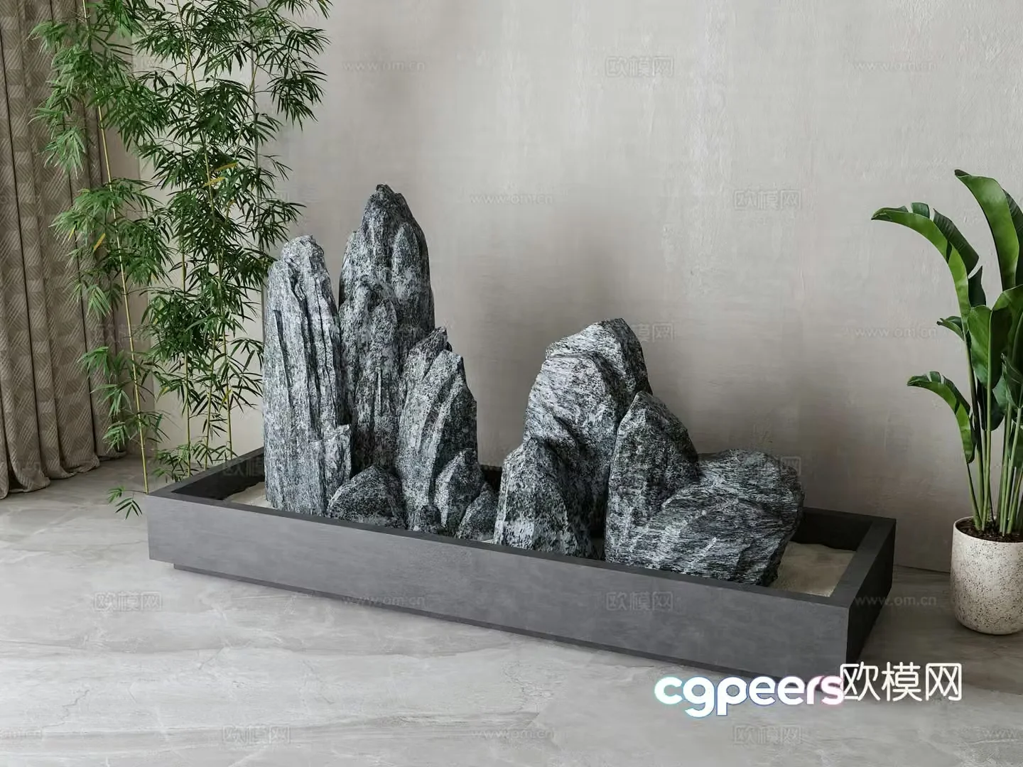 New Chinese style stone rockery 3D model