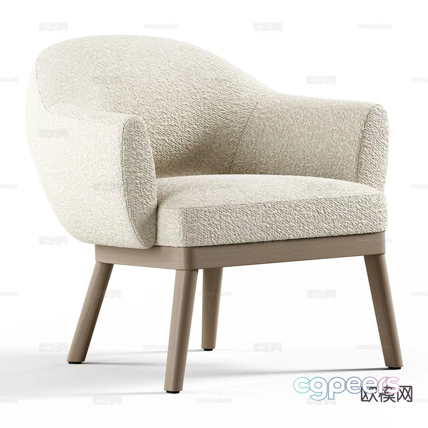 Cream style chair armchair leisure chair 3d model