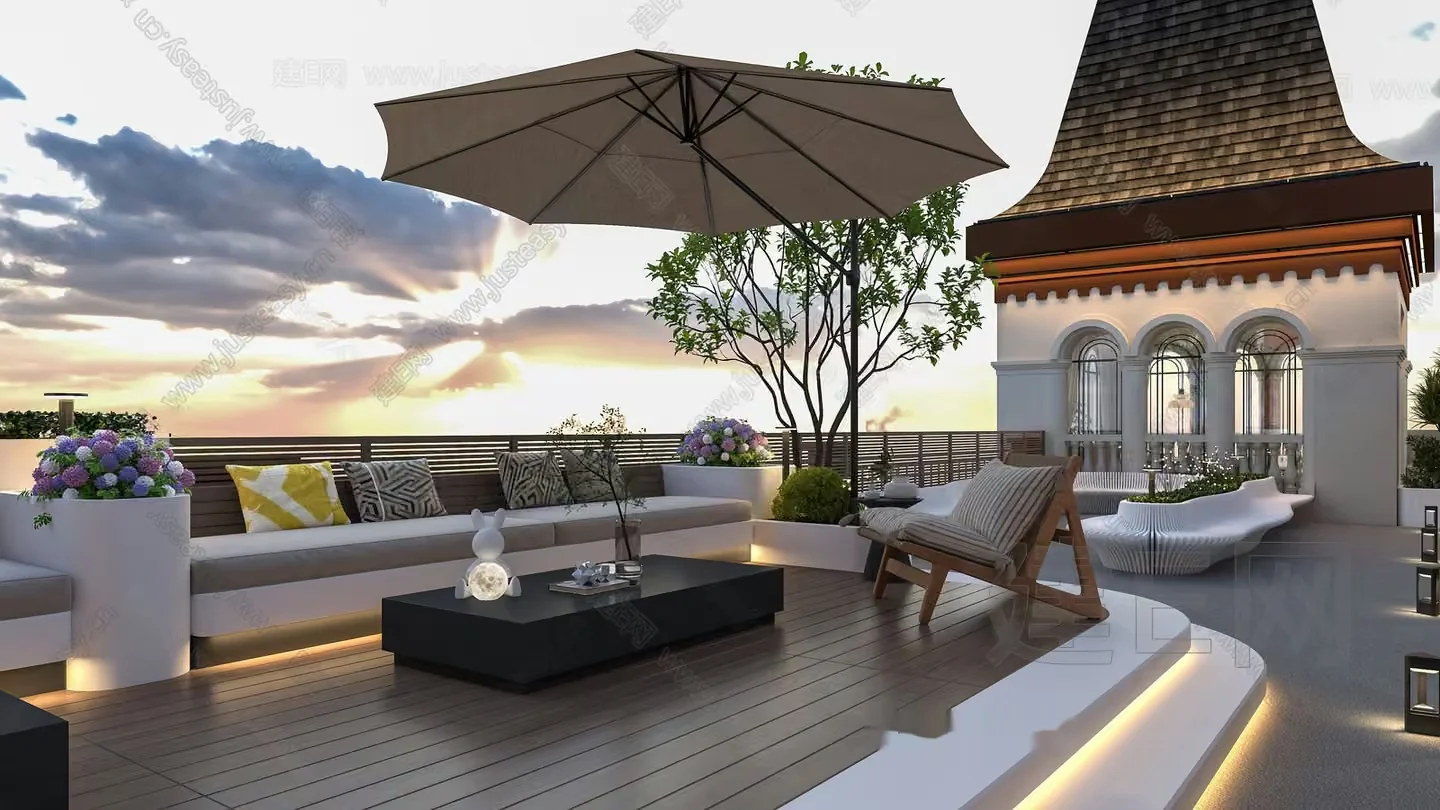 A Rooftop Patio With A Modern Design 3D Model – 11827 – VRAY Render