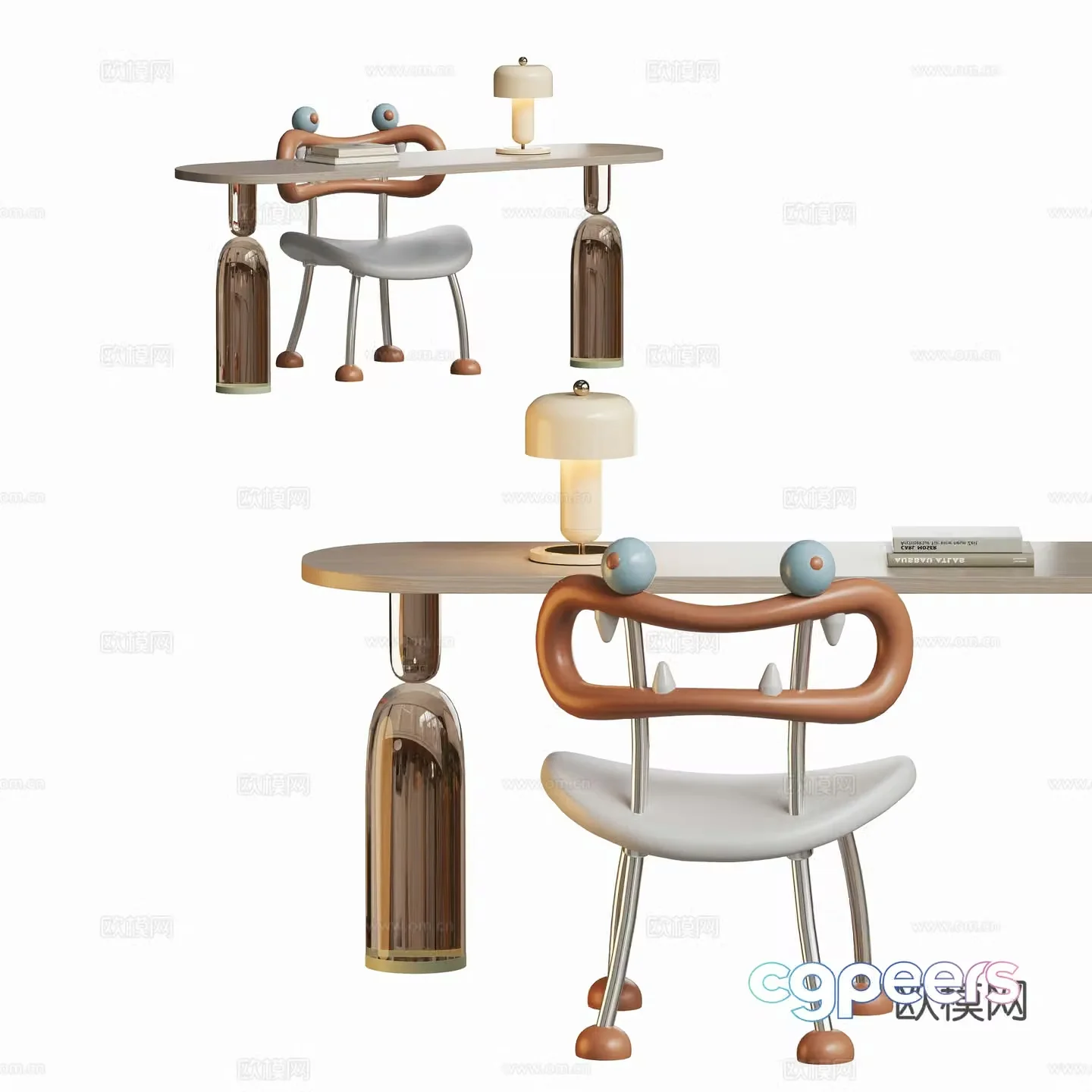 Modern children’s desk and chair combination 3D model