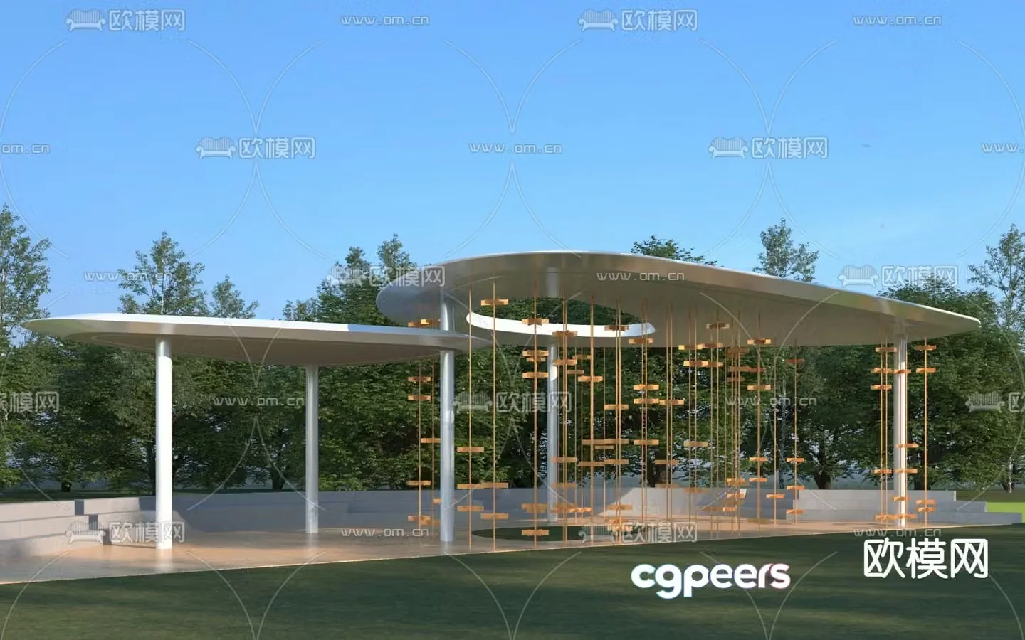 Modern special-shaped gallery frame leisure gallery 3D model