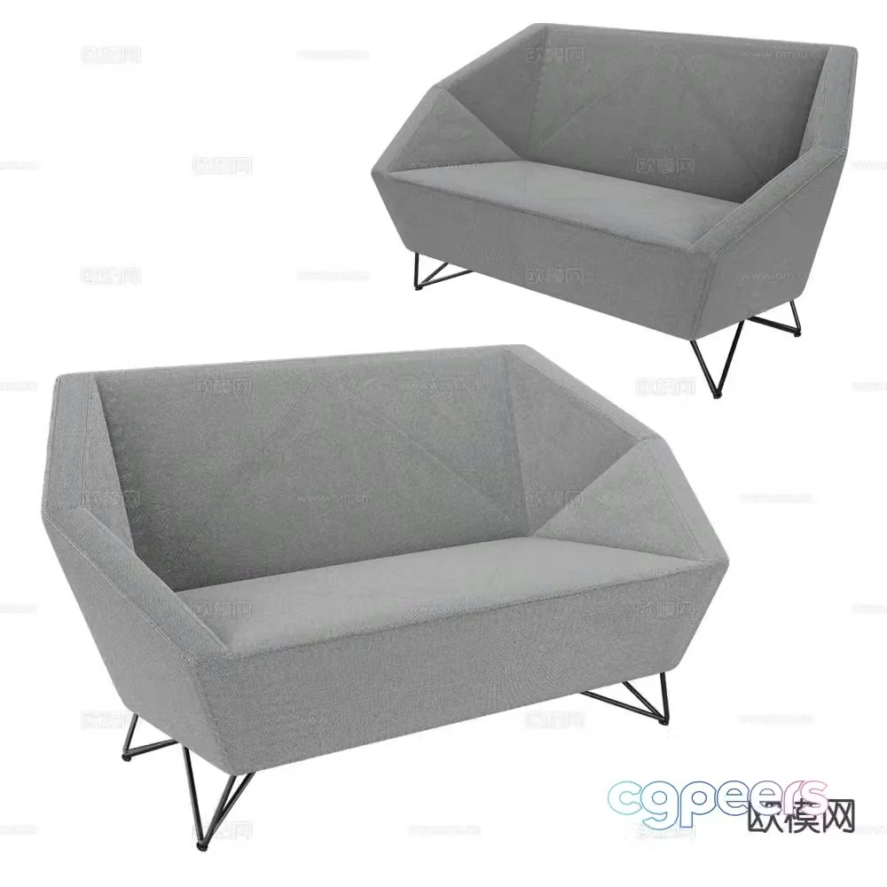 Prostoria modern love seat 3d model