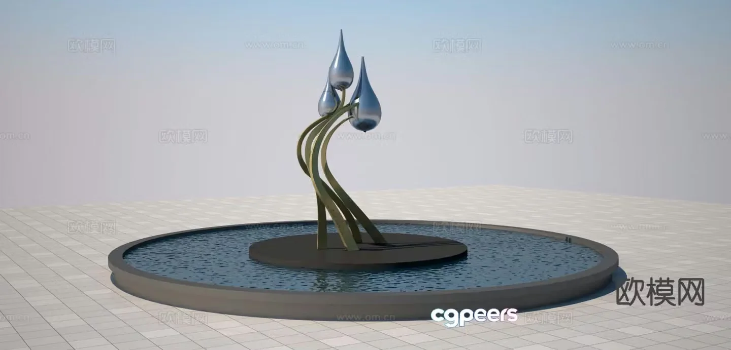 Water drop sculpture landscape sculpture 3d model