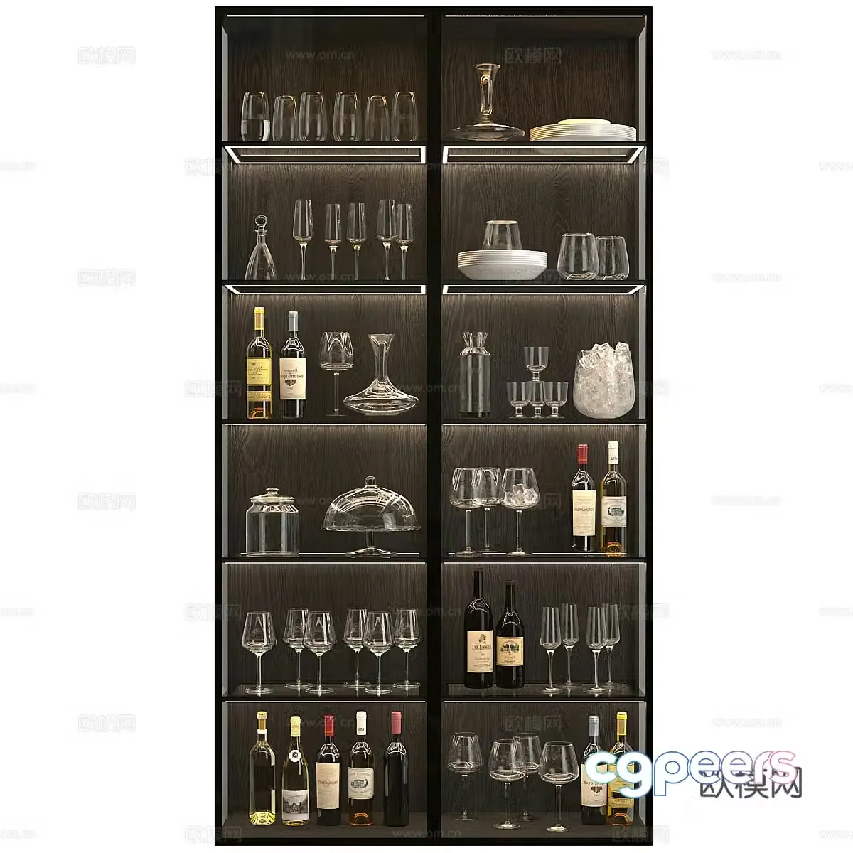 Modern Italian light luxury wine cabinet 3D model