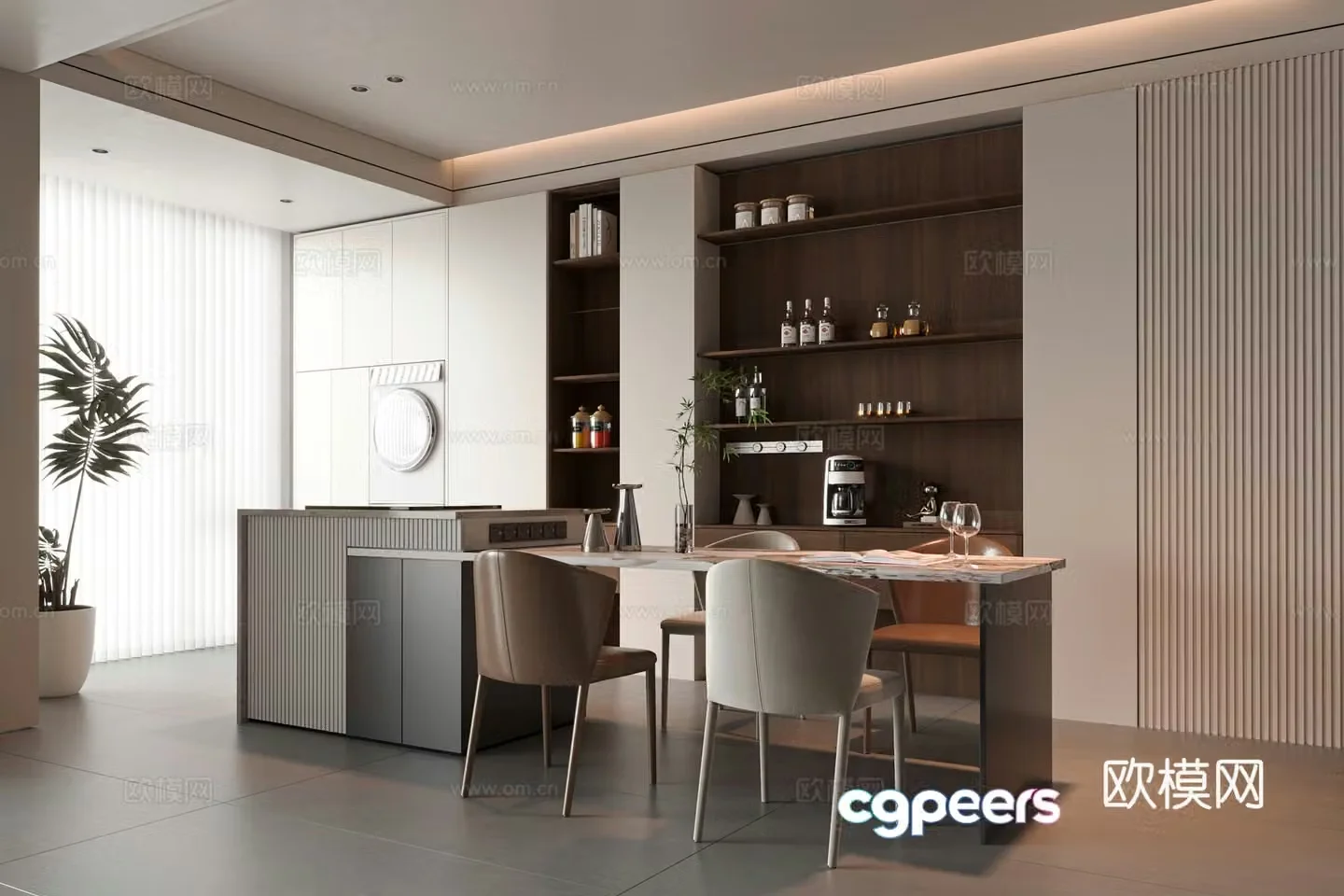 Modern light luxury restaurant 3D model
