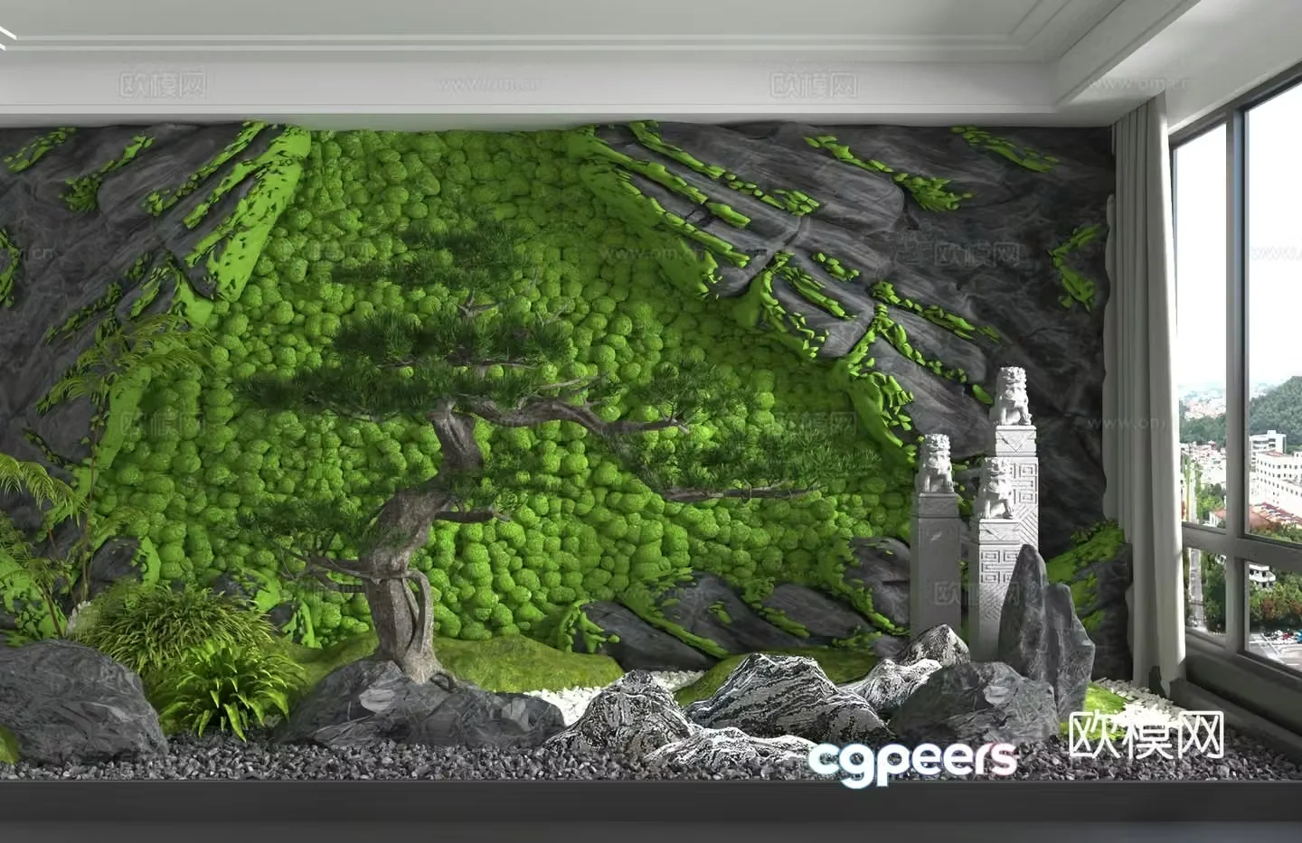 Modern moss landscape sketch 3d model
